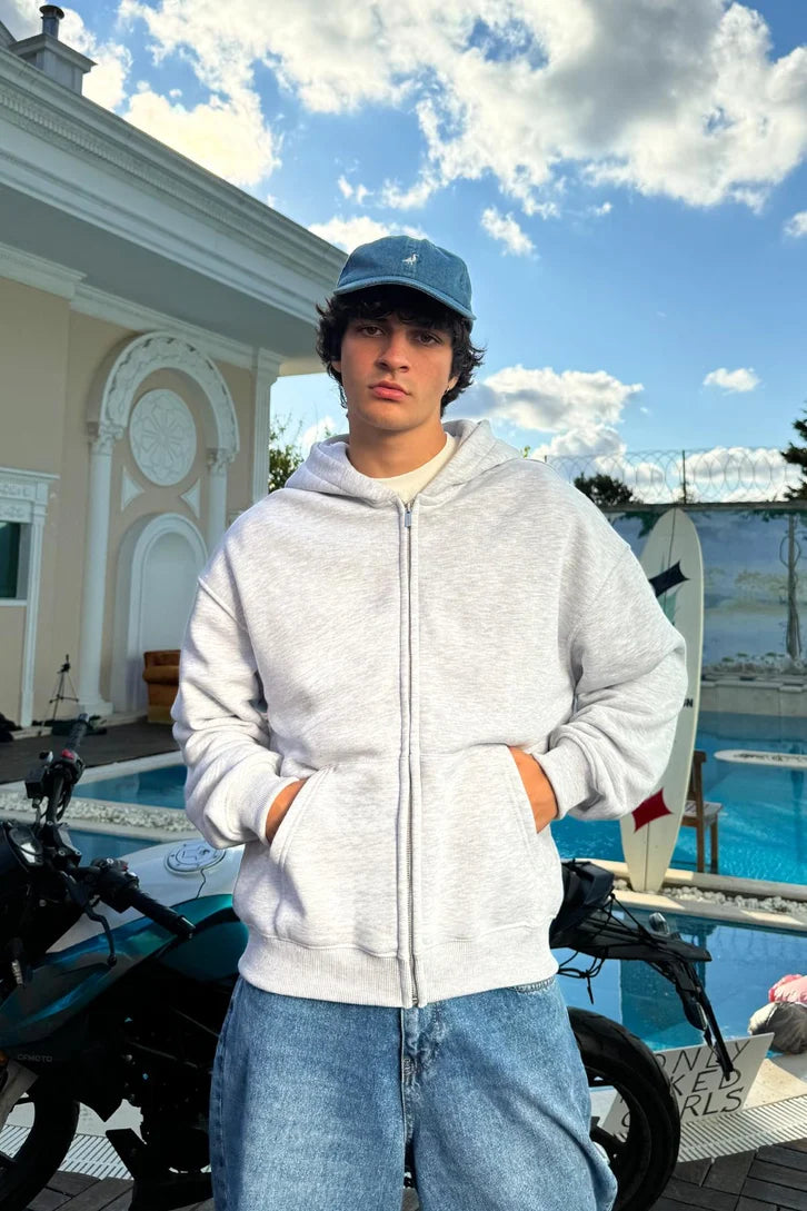 Premium Heavy Zip Hoodie - In Gray