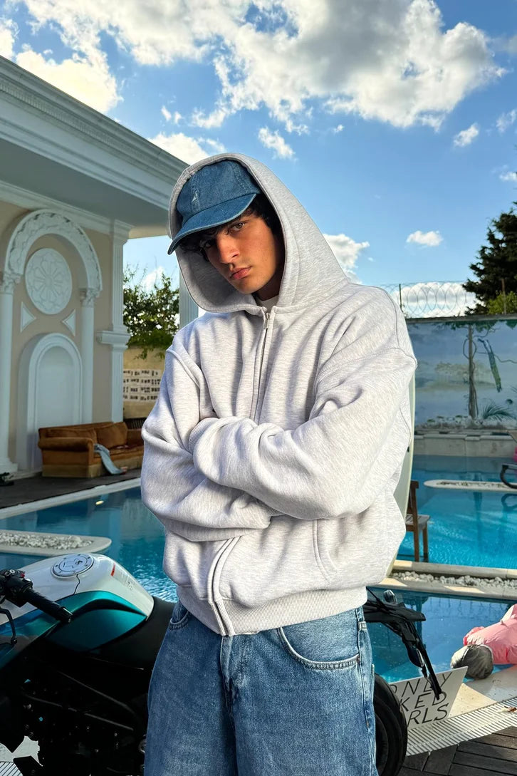 Premium Heavy Zip Hoodie - In Gray