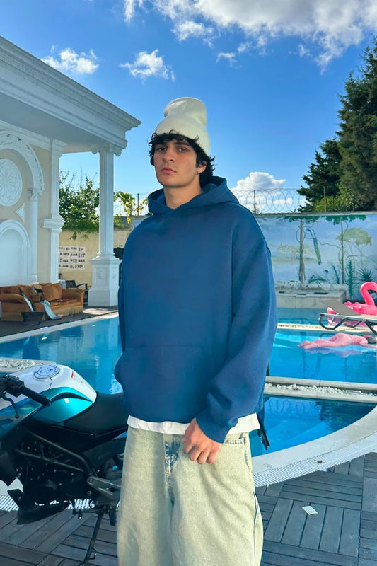 Indigo Basic Oversized Hoodie