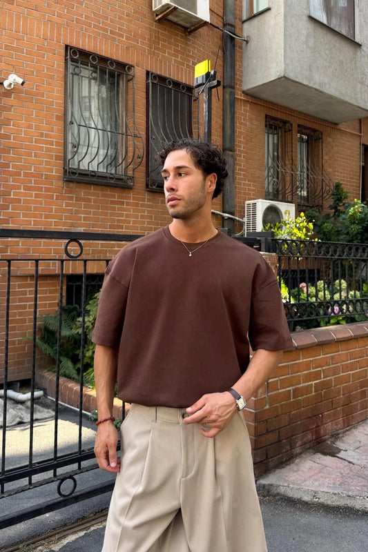 Mid - Weight  Brown Oversized T-shirt '' Unisex ''