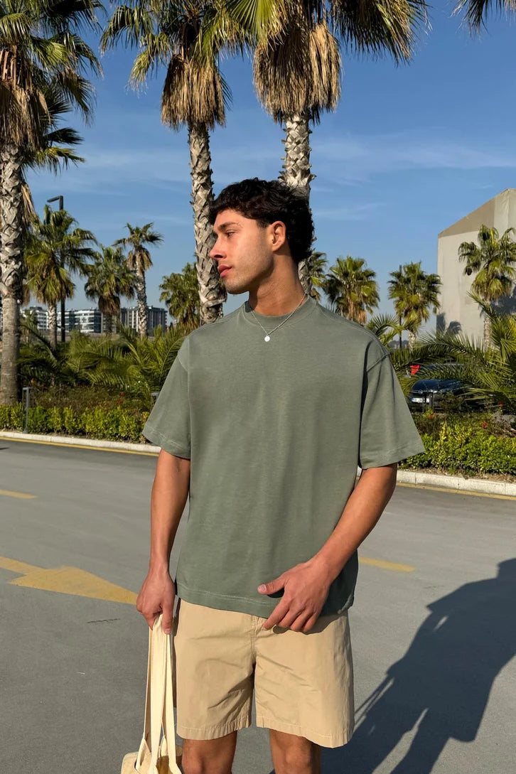 Army Green Oversized T-shirt '' Basic ''