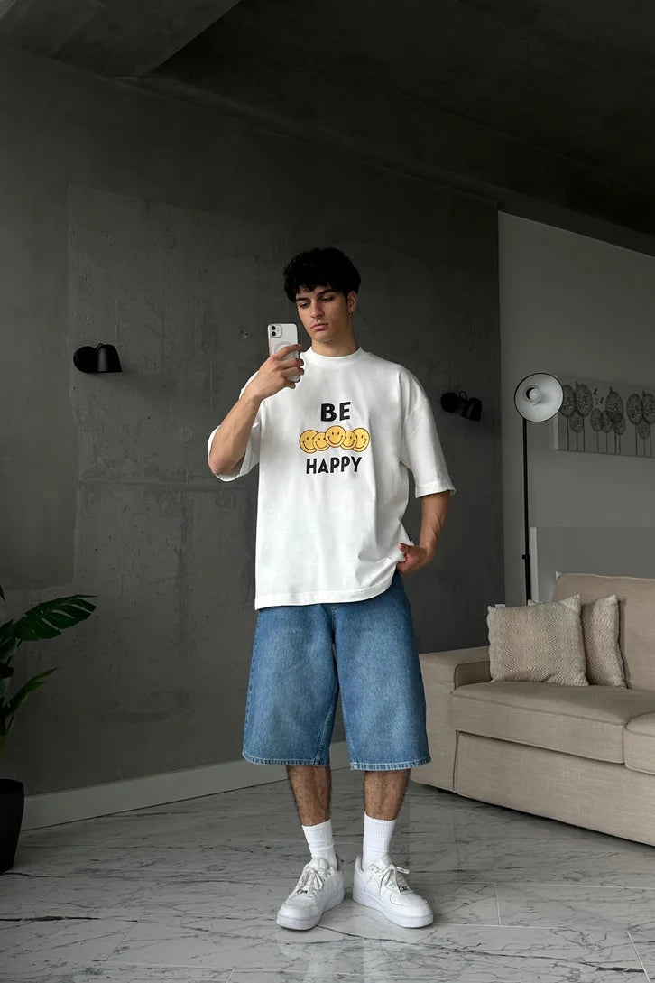 White Be Happy T-shirt