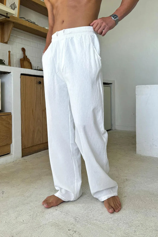 Premium White Linen Pants