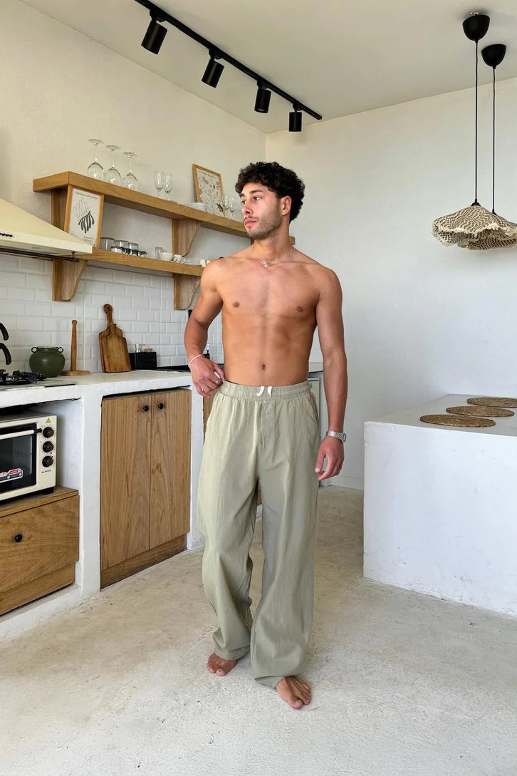 Premium Army Green Linen Pants