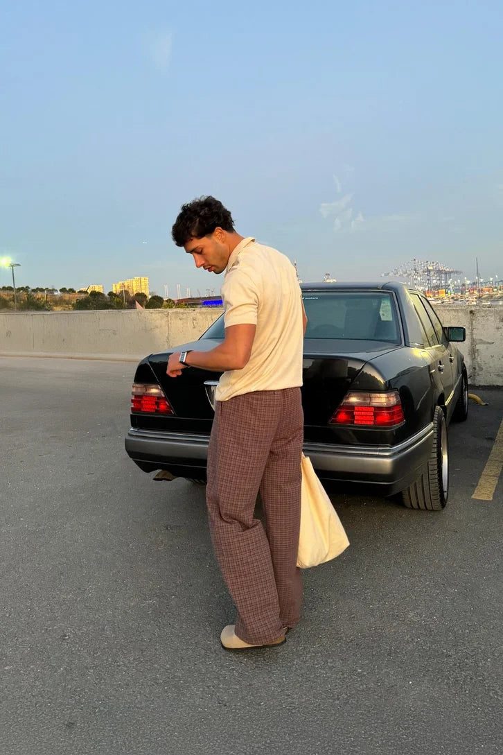 Beige Polo basic knitted