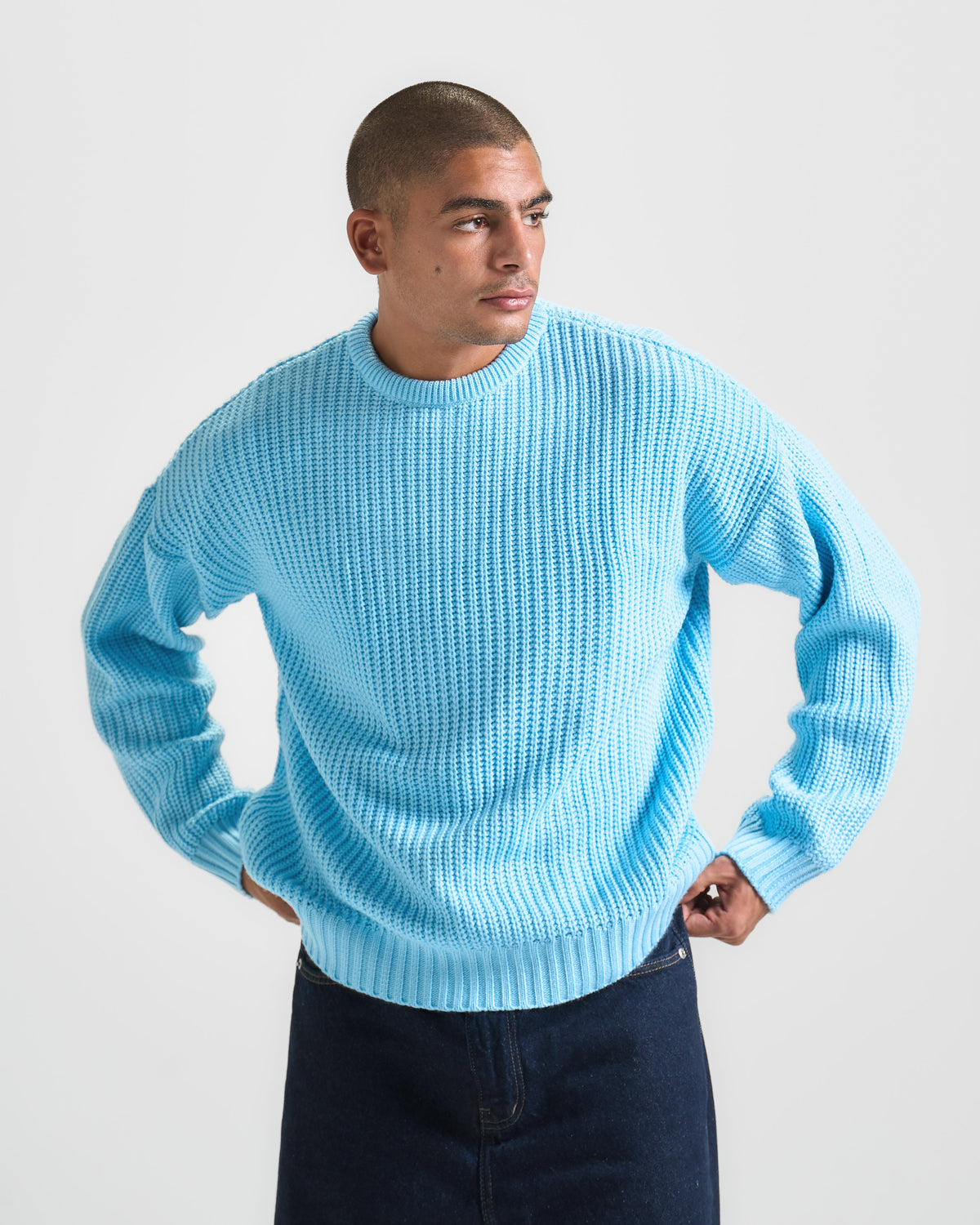 Baby Blue Knit Crewneck Sweater