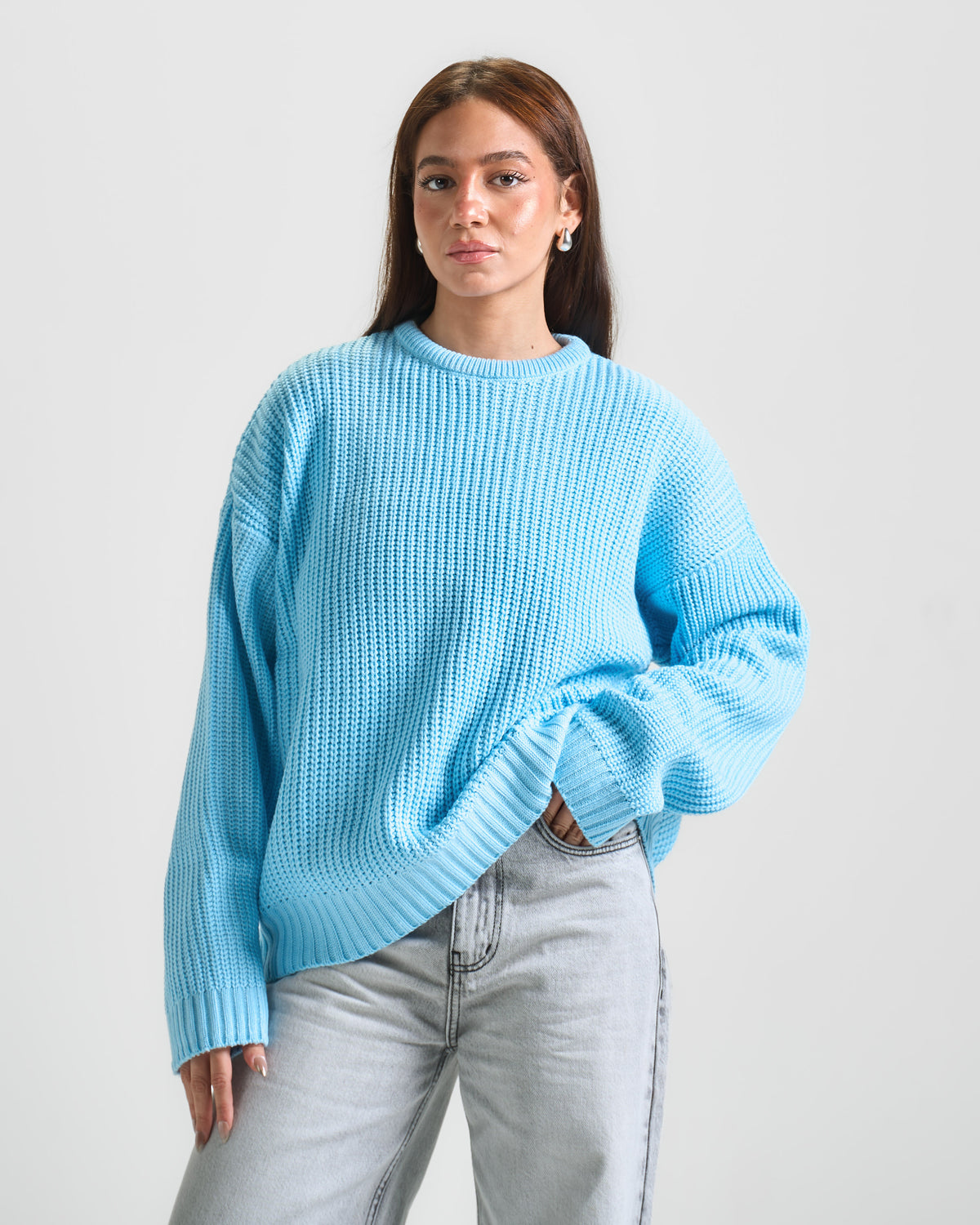 Baby Blue Knit Crewneck Sweater