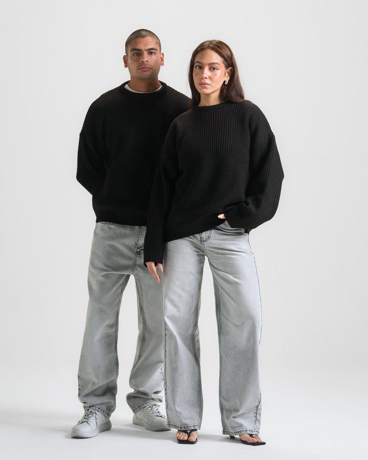 Black Knit Crewneck Sweater