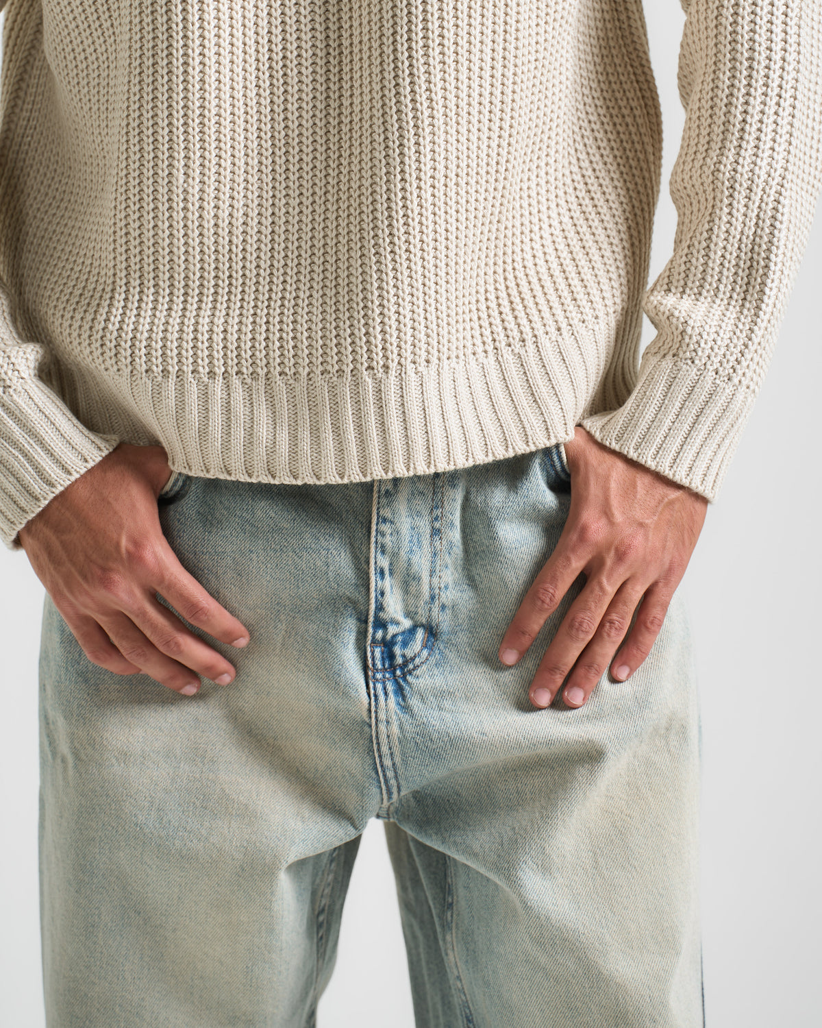 Dirty Yellow Washed Baggy Fit Denim 02