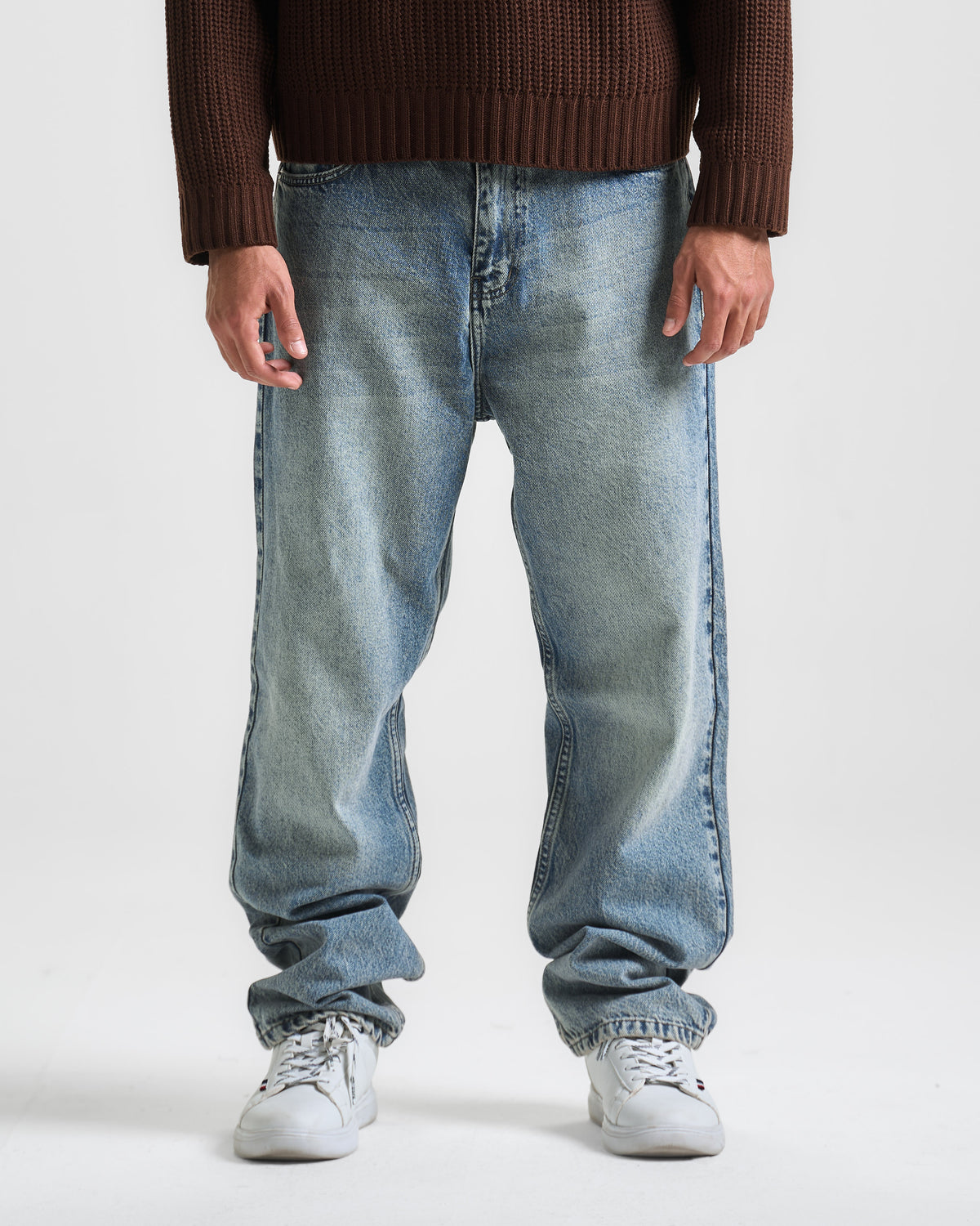 Dark Blue Washed Baggy Fit Denim 06