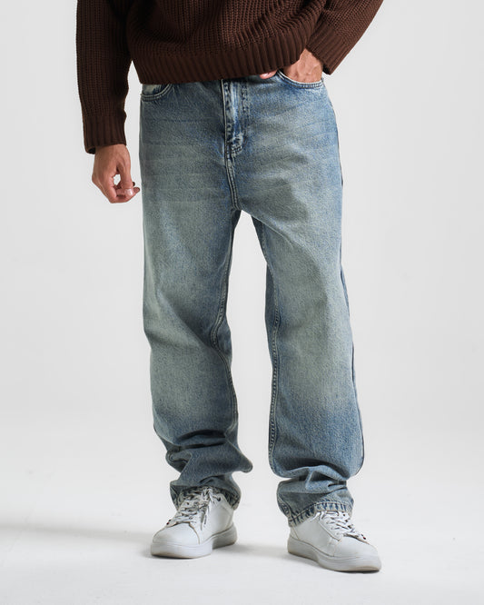 Dark Blue Washed Baggy Fit Denim 06
