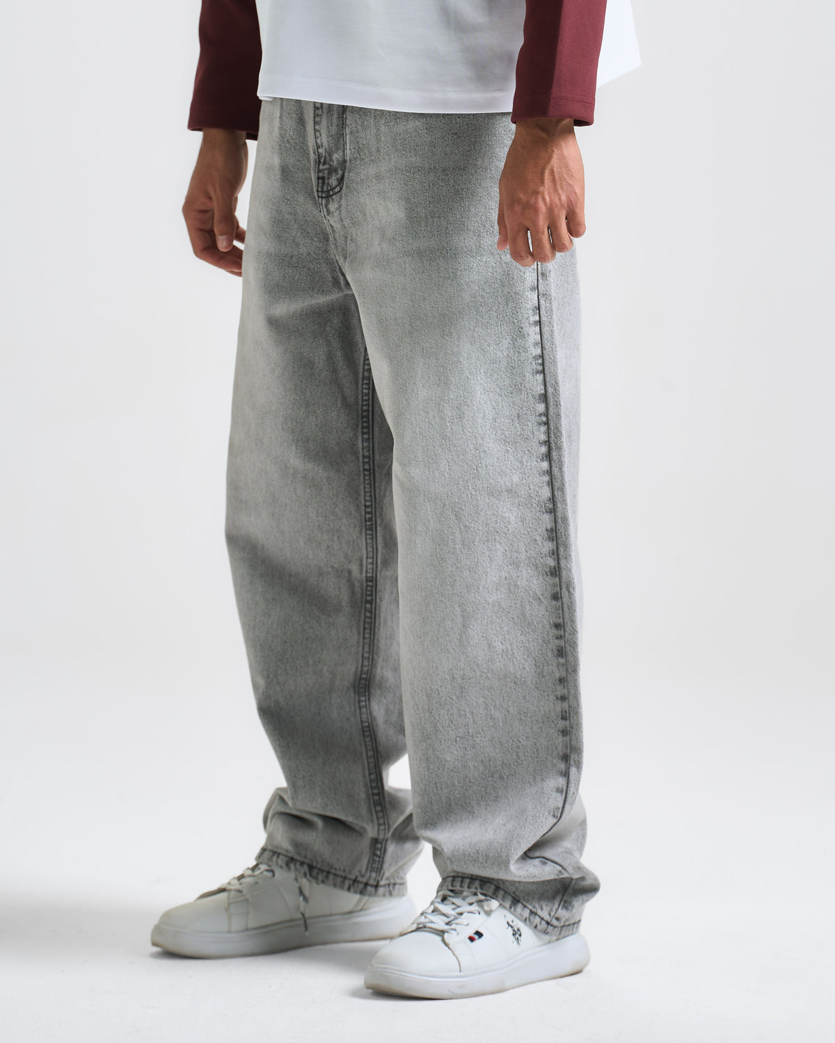 Mid Grey Super Baggy Denim