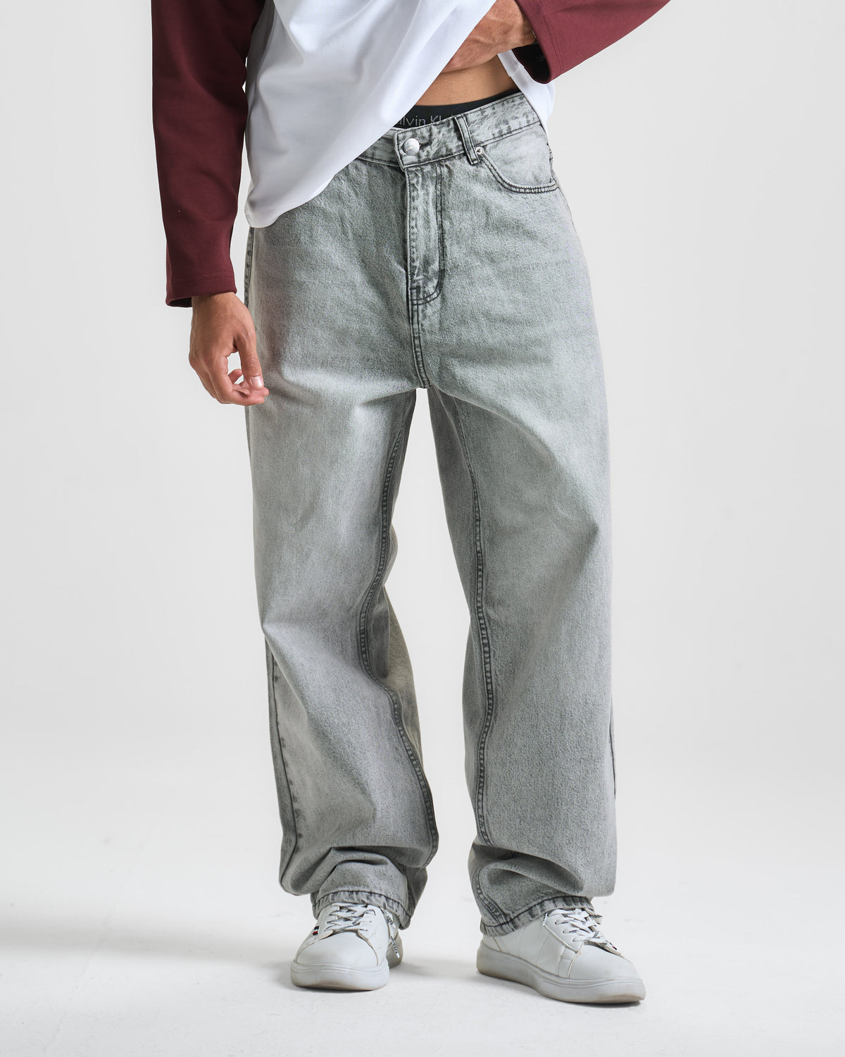 Mid Grey Super Baggy Denim