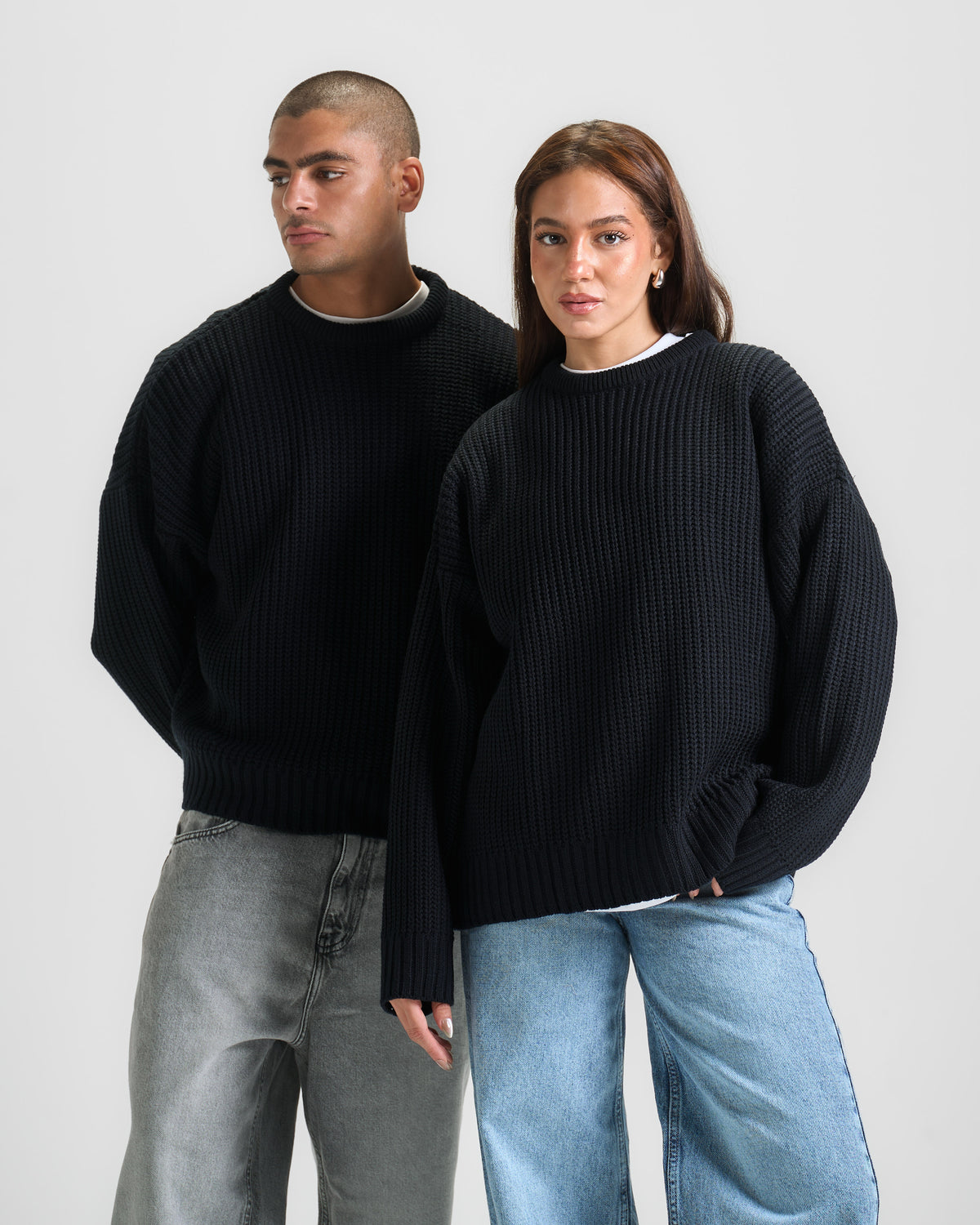 Navy Blue Knit Crewneck Sweater