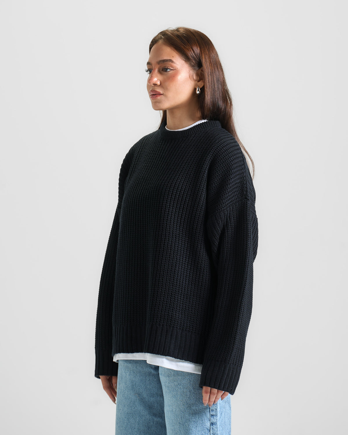 Navy Blue Knit Crewneck Sweater