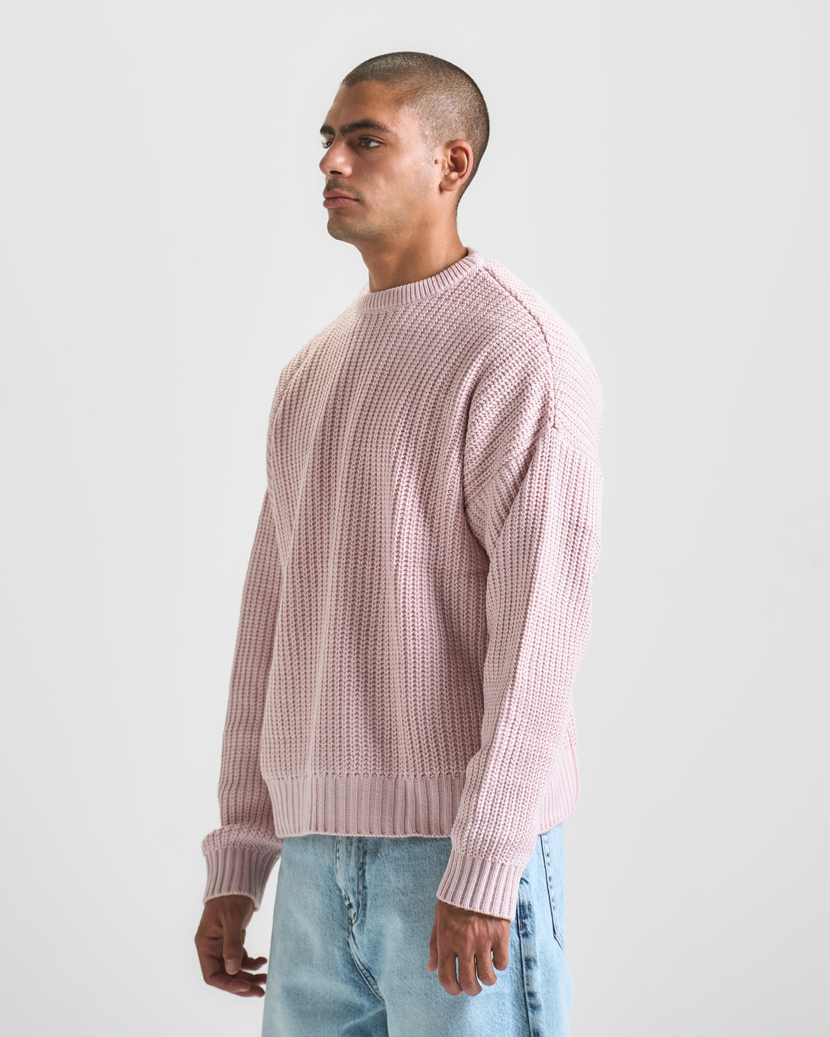 Baby Pink Knit Crewneck Sweater
