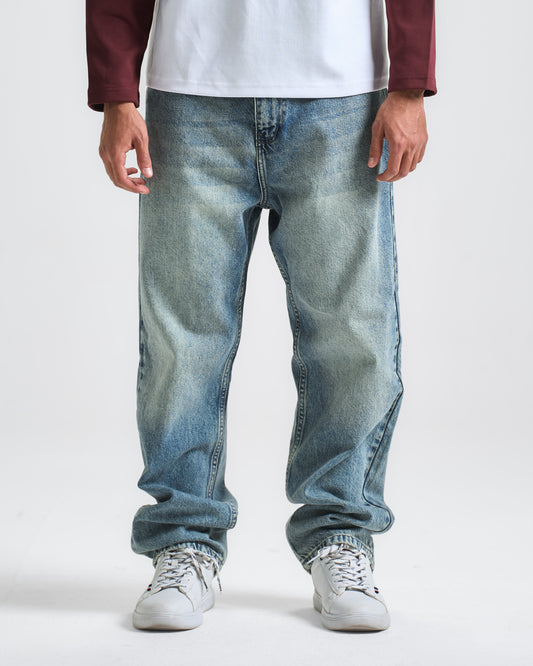Mid Blue Washed Baggy Fit Denim 05