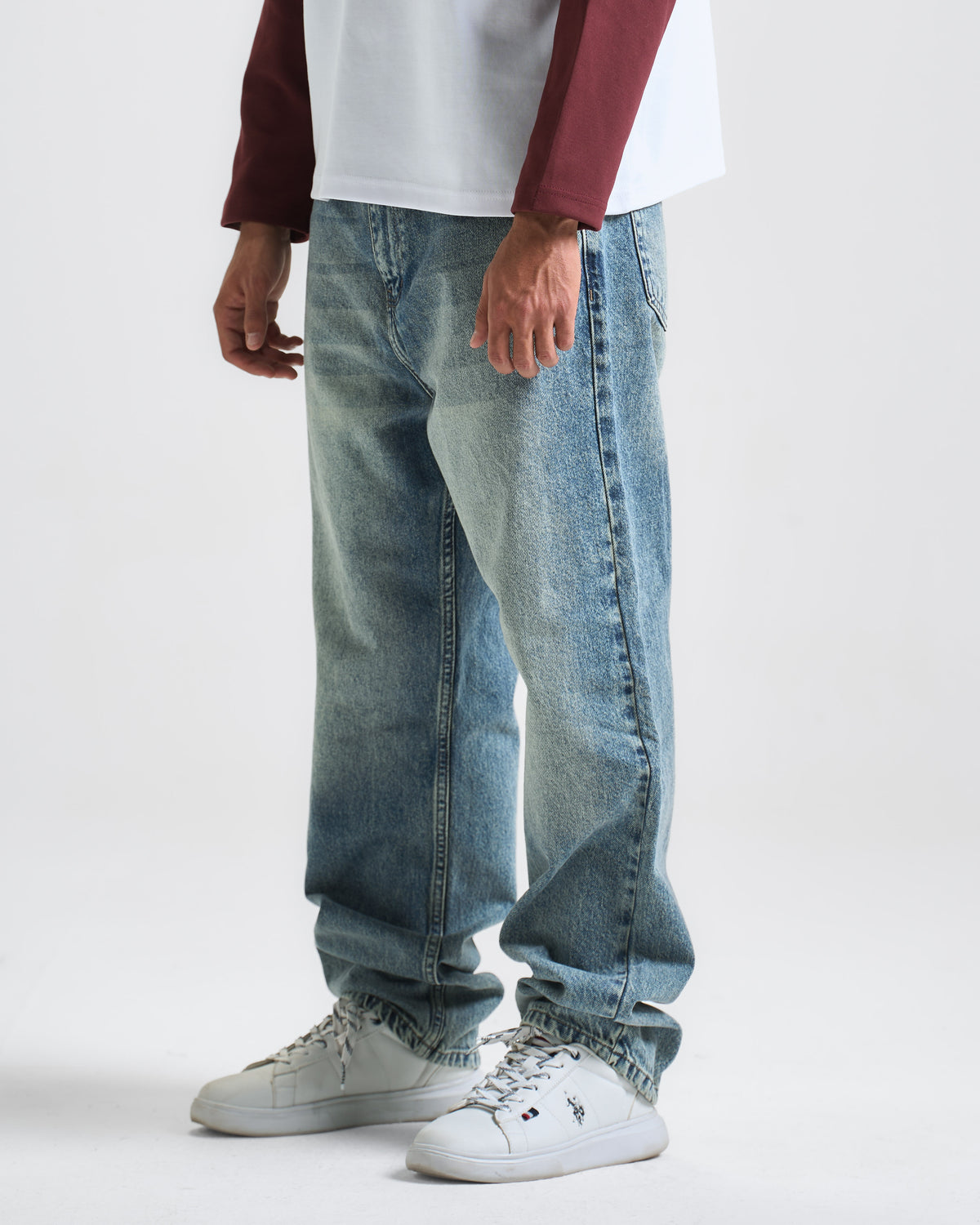 Mid Blue Washed Baggy Fit Denim 05