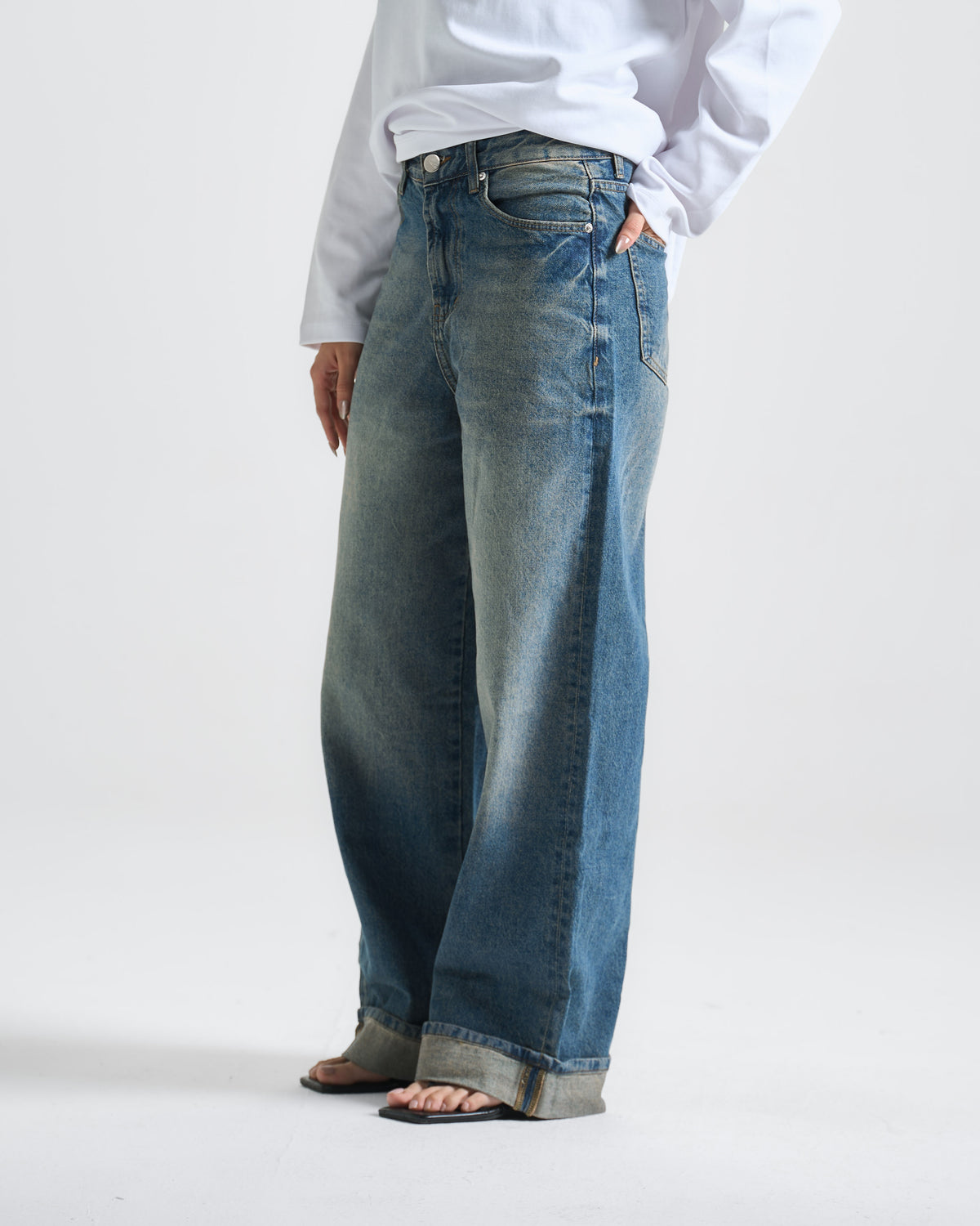 Vintage Blue Inverted Baggy Jeans
