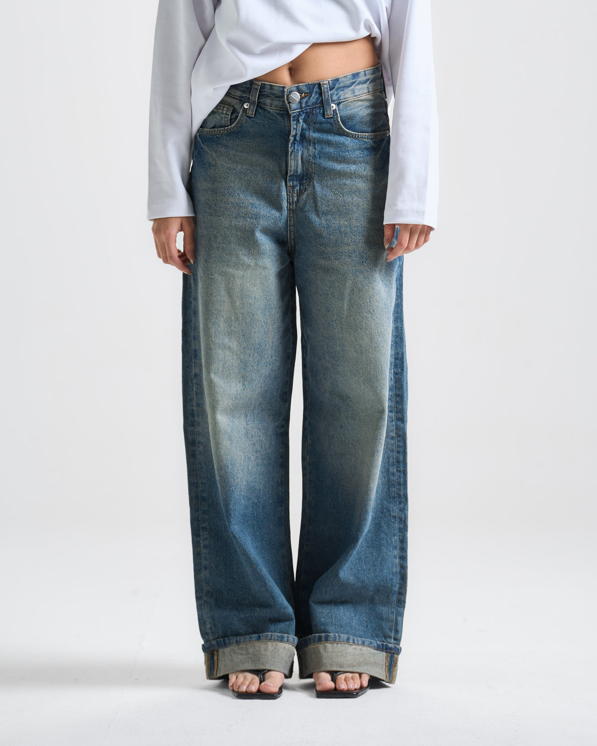 Vintage Blue Inverted Baggy Jeans