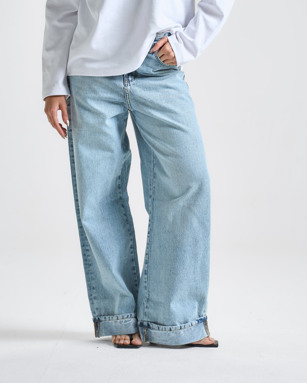 Light Blue Inverted Baggy Jeans