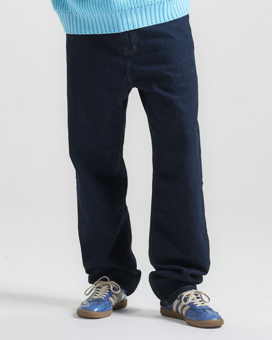 Navy Blue Washed Baggy Fit Denim 08