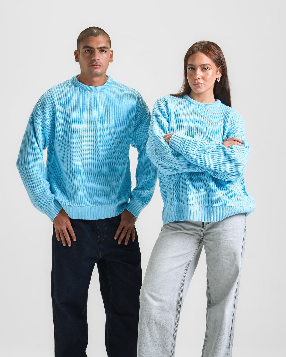 Baby Blue Knit Crewneck Sweater