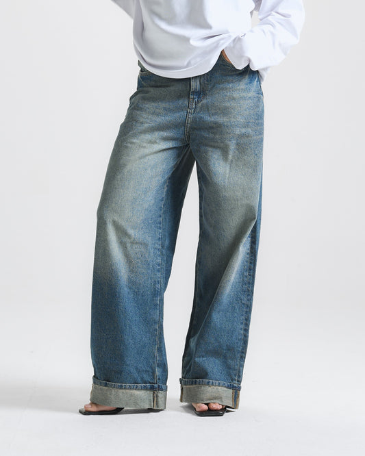 Vintage Blue Inverted Baggy Jeans