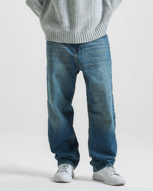 Vintage Blue Washed Baggy Fit Denim 04