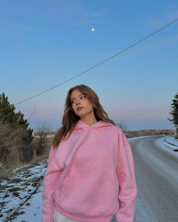 Pink Basic Oversized Hoodie