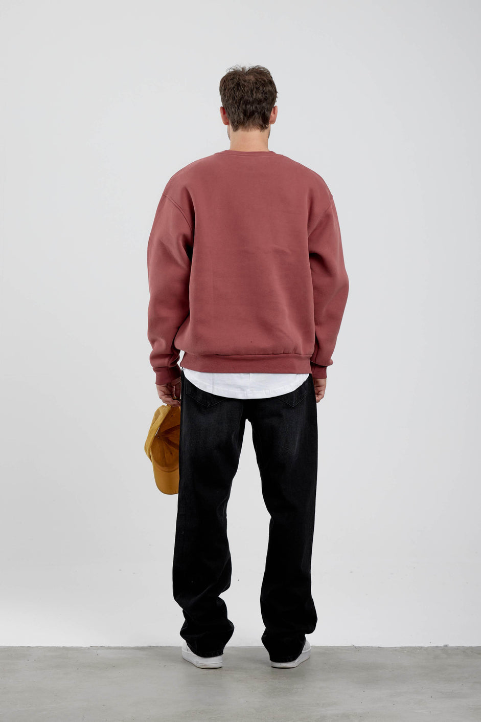 Burgendy Basic Oversized Crew Neck Sweater