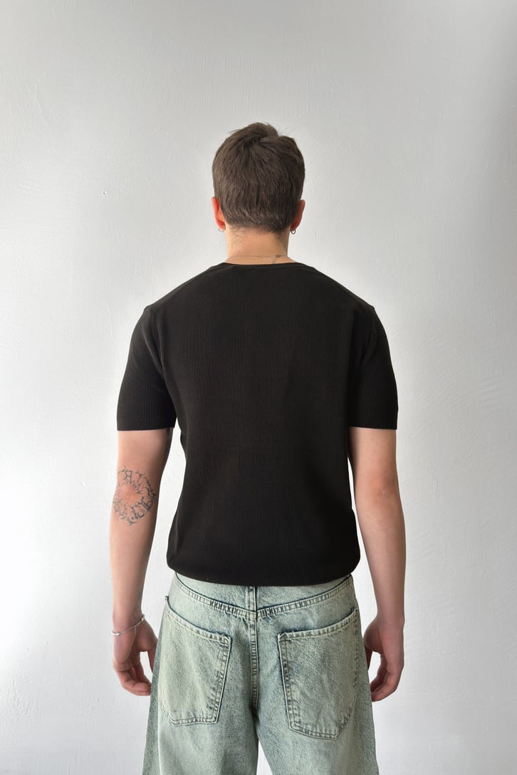 Black Premium Ribbed Knit Tee
