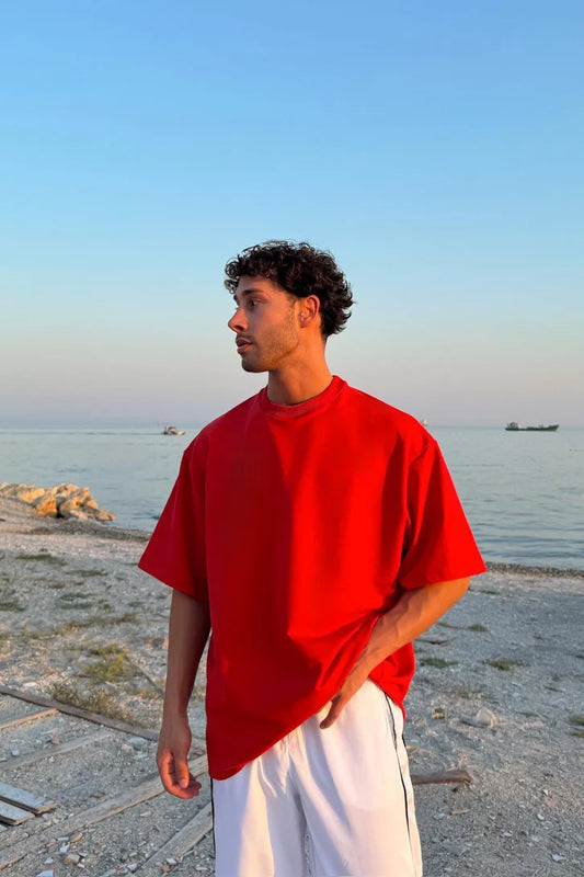 Mid - Weight  Red Oversized T-shirt '' Unisex ''