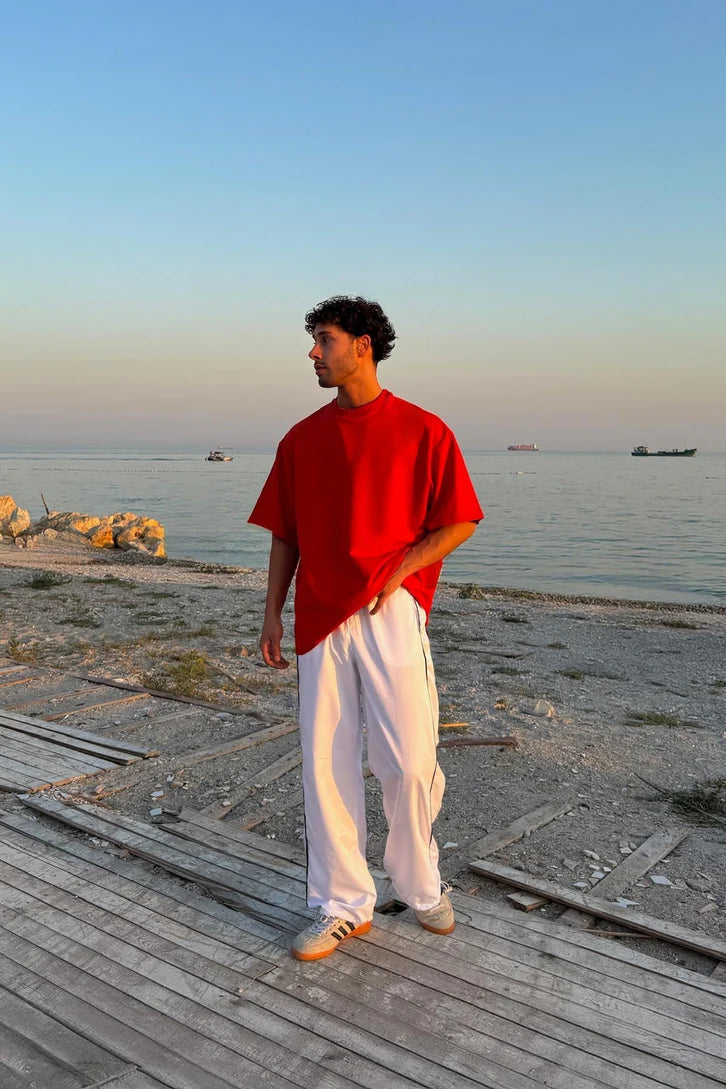 Mid - Weight  Red Oversized T-shirt '' Unisex ''