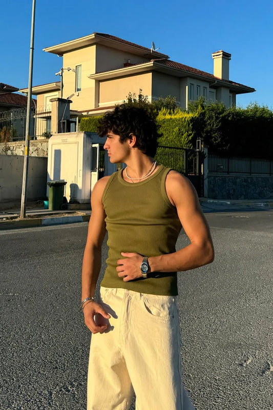 Basic Army Green Tank Top