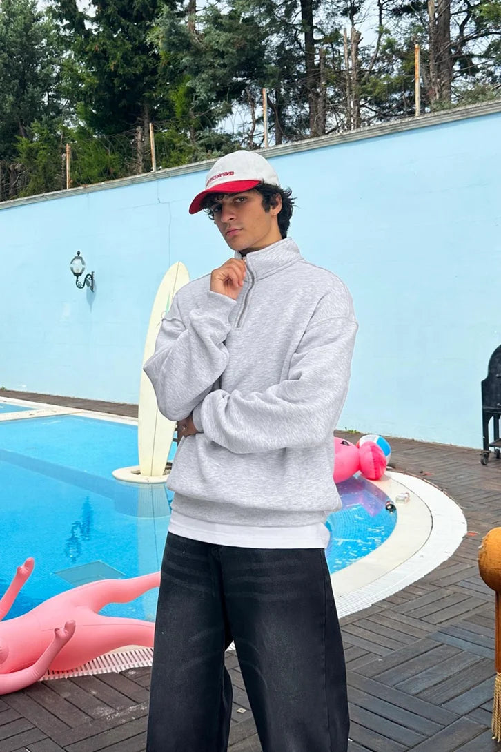 Gray Quarter-zip sweater