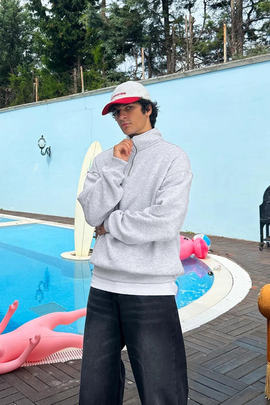 Gray Quarter-zip sweater