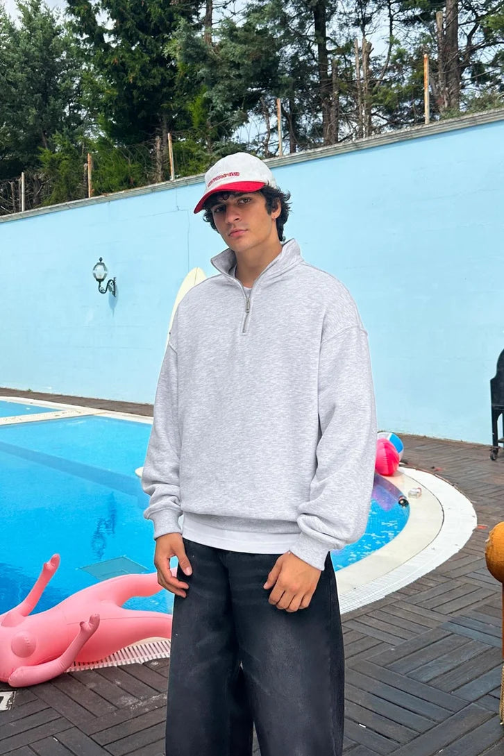 Gray Quarter-zip sweater