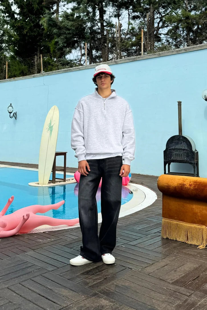 Gray Quarter-zip sweater