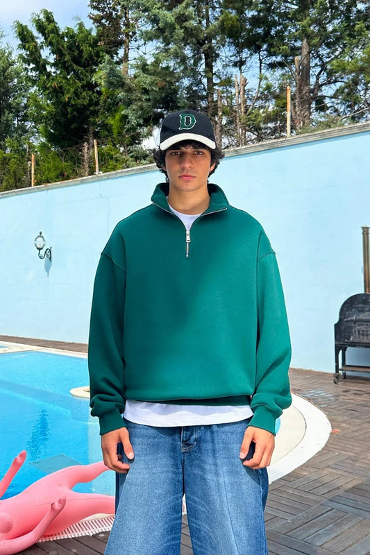 Dark Green Quarter-zip sweater