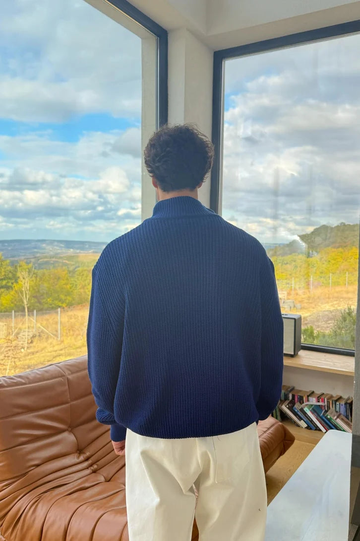 Indigo  Half-Zip Knit Sweater