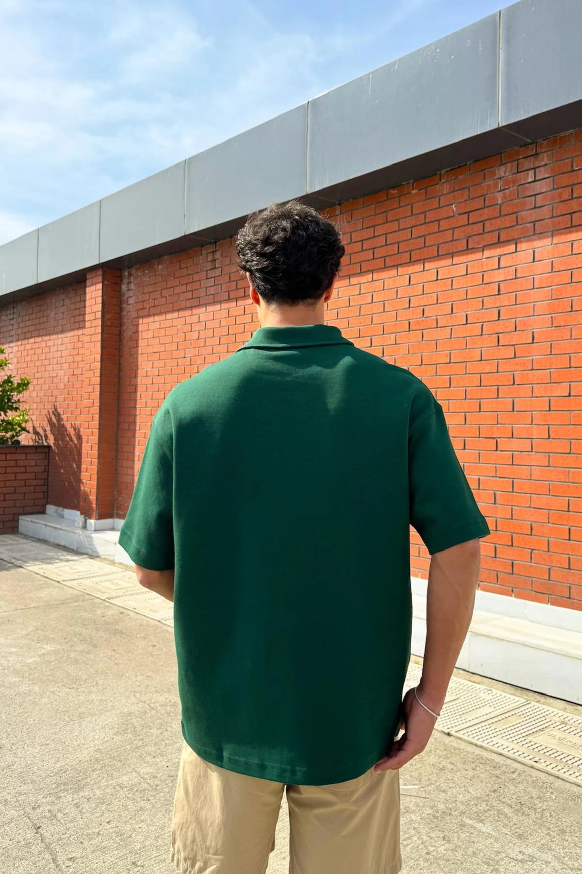 Dark Green Boxy Polo Tee