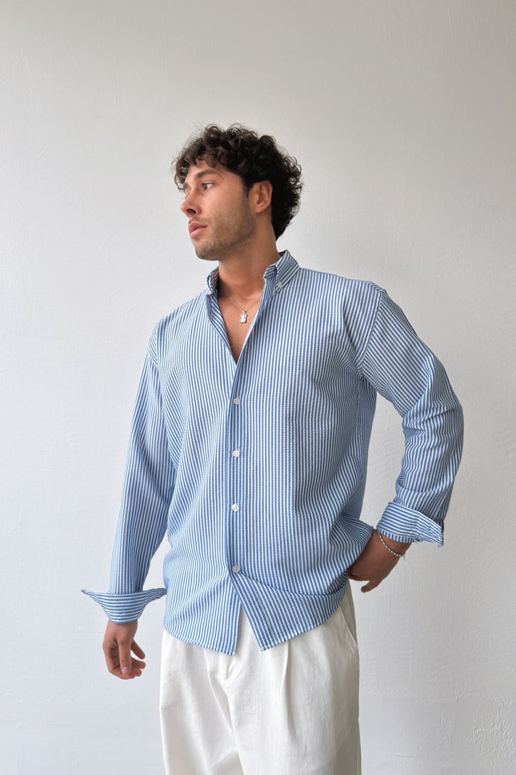 Mid Blue Stripe Shirt