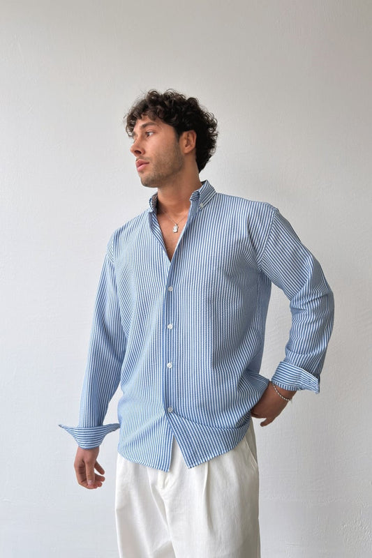 Mid Blue Stripe Shirt