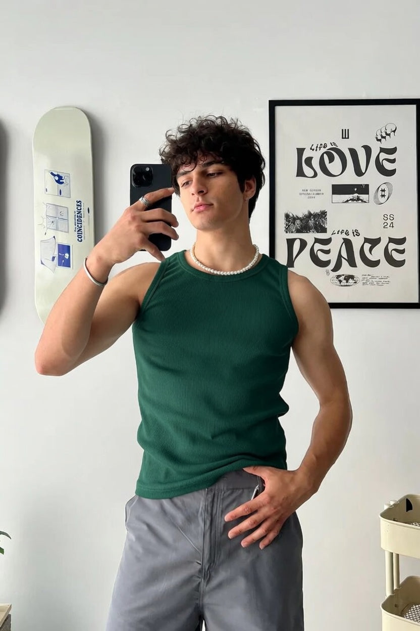 Basic Dark Green Tank Top